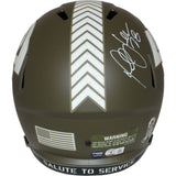 Marshall Faulk Signed Los Angeles Rams F/S 22 Salute Helmet Beckett 43303