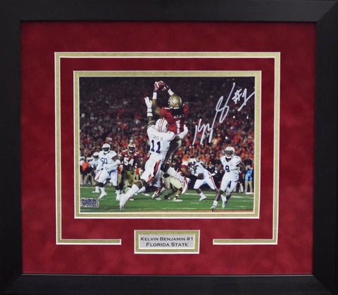 KELVIN BENJAMIN SIGNED FLORIDA STATE SEMINOLES 8x10 FRAMED PHOTO COA