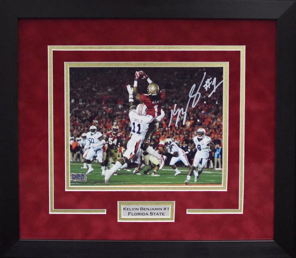 KELVIN BENJAMIN SIGNED FLORIDA STATE SEMINOLES 8x10 FRAMED PHOTO COA