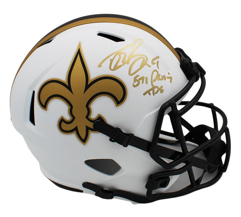 Drew Brees Signed New Orleans Saints Speed Full Size Lunar Helmet- Passing TD's