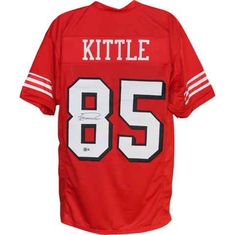 George Kittle Autographed/Signed Pro Style XL Red Jersey Beckett Witness 49874