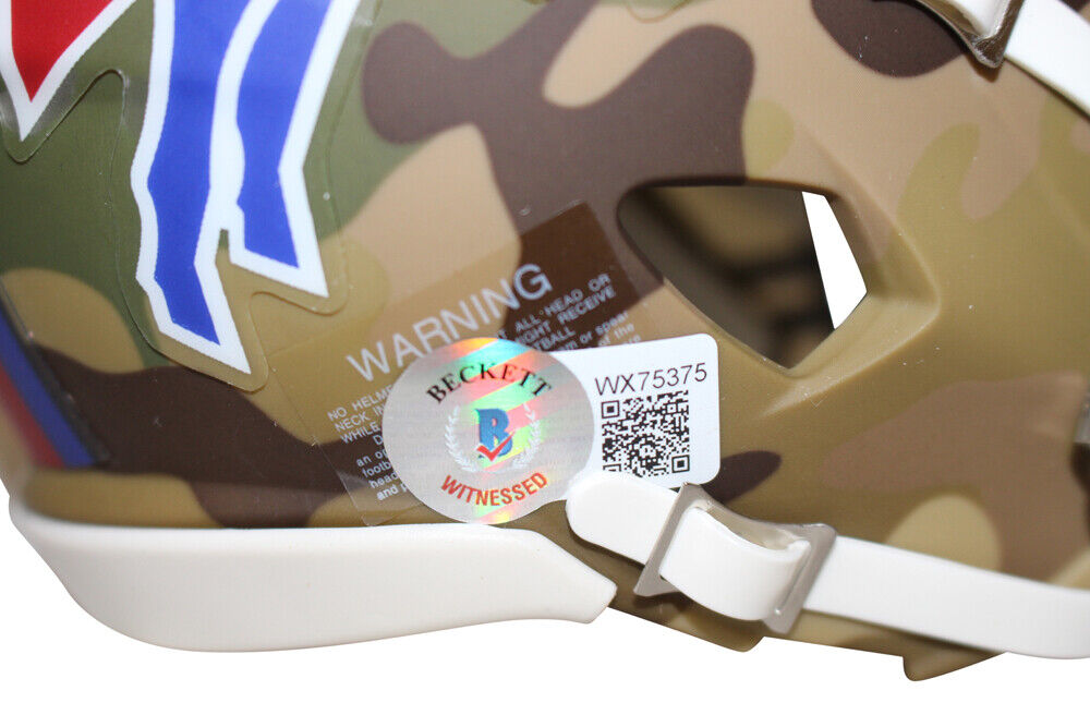 Josh Allen Autographed/Signed Buffalo Bills Camo Mini Helmet Beckett 3 ...