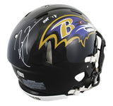 Ravens Ray Lewis "HOF 18" Signed Full Size Speed Proline Helmet BAS Witnessed
