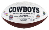 Cowboys (3) Staubach, Dorsett & Pearson Signed White Panel Logo Football BAS Wit