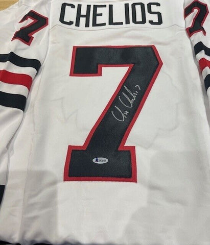 Chris Chelios Signed Chicago Blackhawks White Captain's Jersey (Beckett COA)