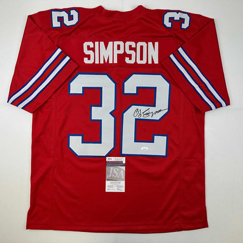 Autographed/Signed OJ O.J. Simpson Buffalo Red Football Jersey JSA COA