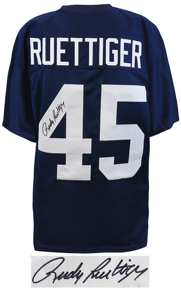 Rudy Ruettiger (NOTRE DAME) Signed Navy TB Custom Football Jersey (SCHWARTZ COA)