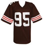 Myles Garrett Signed Brown With White #'s Custom Football Jersey - (BECKETT COA)