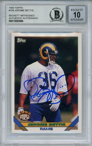 Jerome Bettis Autographed 1993 Topps #166 Rookie Card Beckett 10 Slab 33758