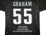 EAGLES BRANDON GRAHAM AUTOGRAPHED BLACK SUPER BOWL STATS JERSEY BECKETT 239891
