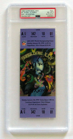Joe Montana Signed 49ers Super Bowl XXIV Encapsulated Ticket Stub W/ SB XXIV MVP