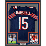 Framed Autographed/Signed Brandon Marshall 33x42 Chicago Blue Jersey BAS COA