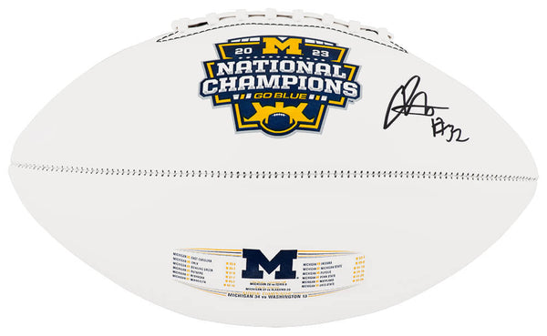 Jaylen Harrell Signed Michigan 2023 Nat'l Champions Baden White Football -SS COA