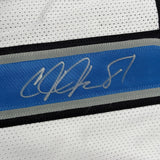 Autographed/Signed Calvin Johnson Detroit White Football Jersey JSA COA #2