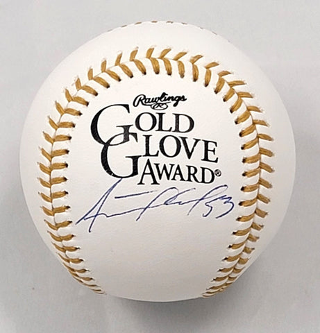 Adolis Garcia Autographed Texas Rangers Gold Glove Baseball Beckett Witnessed
