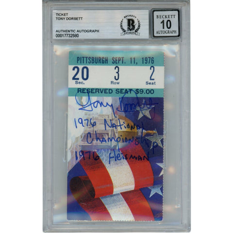Tony Dorsett Signed Pitt Panthers 9/11/76 Ticket Stub 2 Insc. Beckett 50000