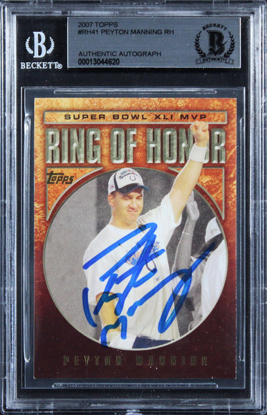 Colts Peyton Manning Authentic 2007 Topps #RH41 Card Autographed BAS Slabbed