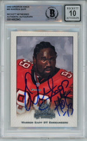 Warren Sapp Signed Bucs 2002 Gridiron Kings #95 Beckett Auto 10 40706