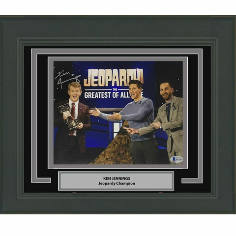 Framed Autographed/Signed KEN JENNINGS Jeopardy 8x10 Photo Beckett BAS COA
