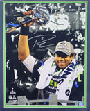 Russell Wilson Autographed Framed 16x20 Photo Seahawks SB 48 XVIII Trophy