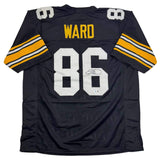 Autographed/Signed Hines Ward Pittsburgh Black Retro Football Jersey Beckett COA