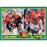 Mark Jackson Vance Johnson Autographed Denver Broncos Trading Card Beckett 58355