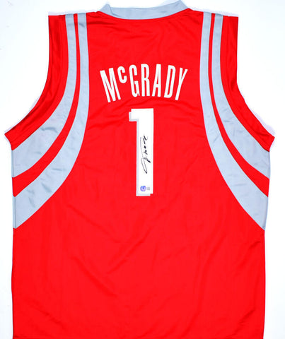 Tracy McGrady Autographed Red Pro Style Jersey- Beckett W Hologram *Black