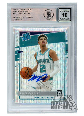 LaMelo Ball 2020 Panini Donruss Optic Fanatics Box Set Auto RC Card #153 BAS 10