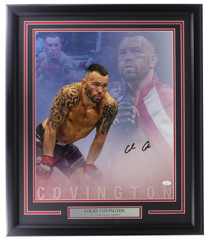 Colby Covington Signed Framed UFC 16x20 Collage Photo JSA ITP