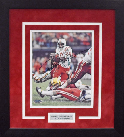 JOHNNY RODGERS SIGNED NEBRASKA CORNHUSKERS 8x10 FRAMED PHOTO COA