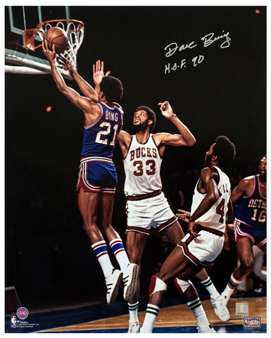 Dave Bing Signed Pistons Lay-Up vs Kareem Abdul Jabbar 16x20 Photo w/HOF -SS COA