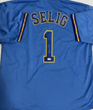 BUD SELIG Signed Custom Replica Blue Jersey AUTO - Milwaukee Brewers MLB - JSA