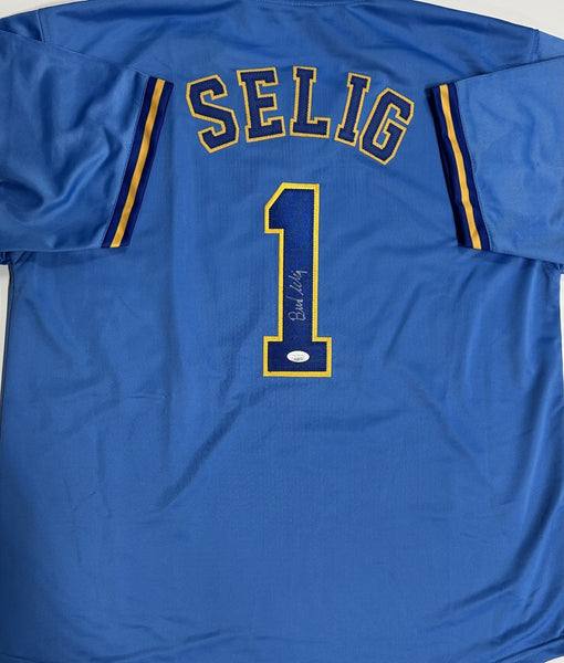 BUD SELIG Signed Custom Replica Blue Jersey AUTO - Milwaukee Brewers MLB - JSA
