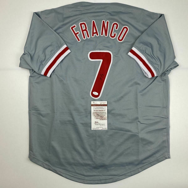 Autographed/Signed MAIKEL FRANCO Philadelphia Grey Baseball Jersey JSA COA Auto
