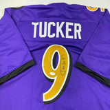 Autographed/Signed Justin Tucker Baltimore Purple Color Rush Jersey JSA COA
