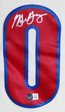 Phillies Michael Young Signed Cream Majestic Jersey BAS Witnessed #1W036636