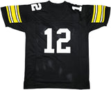 STEELERS TERRY BRADSHAW AUTOGRAPHED SIGNED BLACK JERSEY BECKETT WITNESS 239865