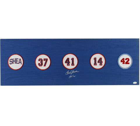 Tom Seaver Signed New York Mets 12x36 Patches Board with "HOF '92" Insc