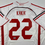 Autographed/Signed Ricardo Kaka AC Milan White Soccer Jersey Beckett BAS COA
