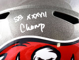Ronde Barber Signed Buccaneers F/S Speed Helmet w/HOF SB Champ - Beckett W Holo