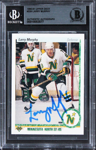 North Stars Larry Murphy Authentic Signed 1990 Upper Deck #229 Card BAS Slabbed