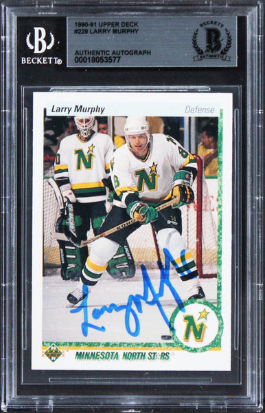 North Stars Larry Murphy Authentic Signed 1990 Upper Deck #229 Card BAS Slabbed