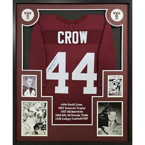 John David Crow Autographed Signed Framed Stat Texas A&M Jersey JSA