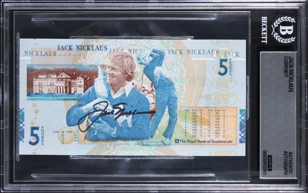 Jack Nicklaus Signed 2005 Royal Bank Of Scotland PS5 Banknote Auto 10! BAS Slab 3
