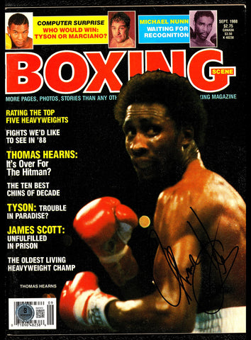 Thomas Hit Man Hearns Autographed Signed Magazine Beckett BAS QR #BM37872