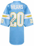 Natrone Means Signed Light Blue Custom Football Jersey - (SCHWARTZ SPORTS COA)
