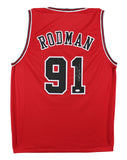 Dennis Rodman Authentic Signed Red Pro Style Jersey Autographed JSA Witness