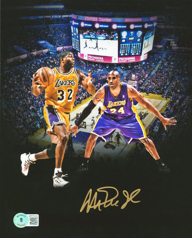 Lakers Magic Johnson Authentic Signed 8x10 Photo Vs Kobe Collage BAS Witnessed