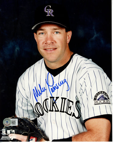 Mike Lansing Autographed/Signed Colorado Rockies 8x10 Photo Beckett 55884
