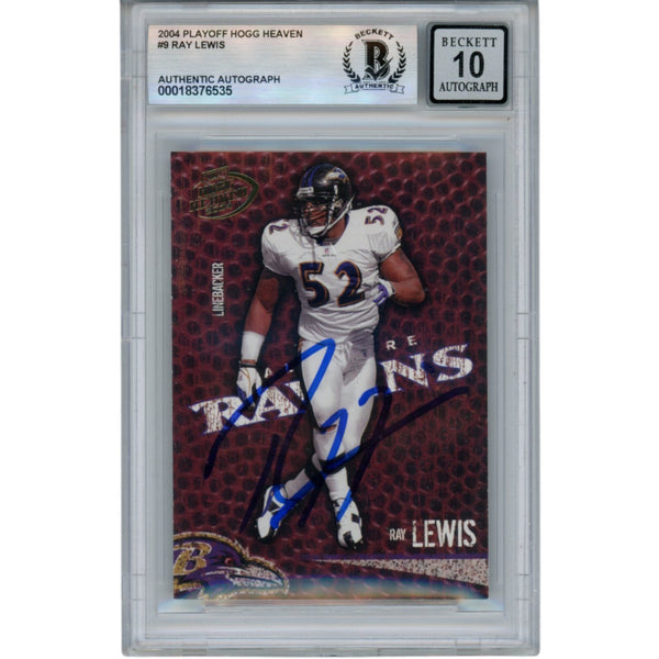 Ray Lewis Autographed 2004 Playoff Hogg Heaven #9 Trading Card Beckett 53051